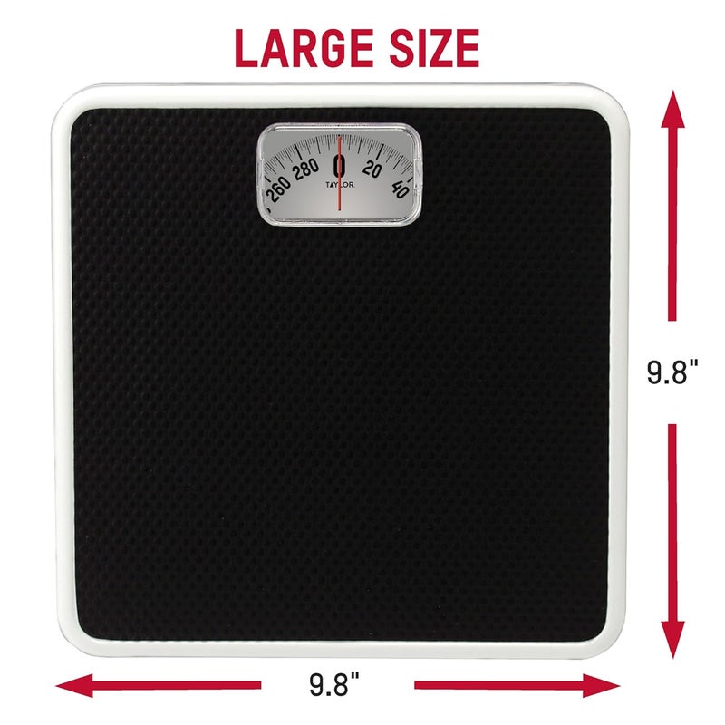 Taylor Analog Bath Scale, Classic Dial Body Weight Monitor, Mechanical Non-Digital Weighing Device with 300 lb Capacity, Battery-Powered Design, Sleek Black Finish for Daily Home Use, Black - Image 3